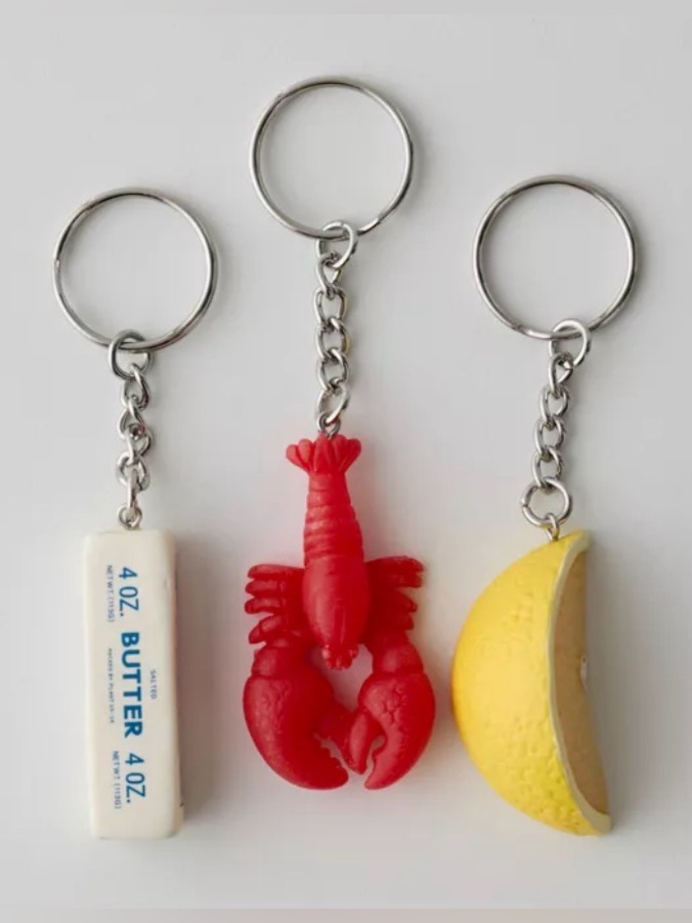 NWT URBAN OUTFITTERS BFF KEYCHAINS! SO CUTE! LOBSTER, LEMON, & BUTTER! - Picture 5 of 6